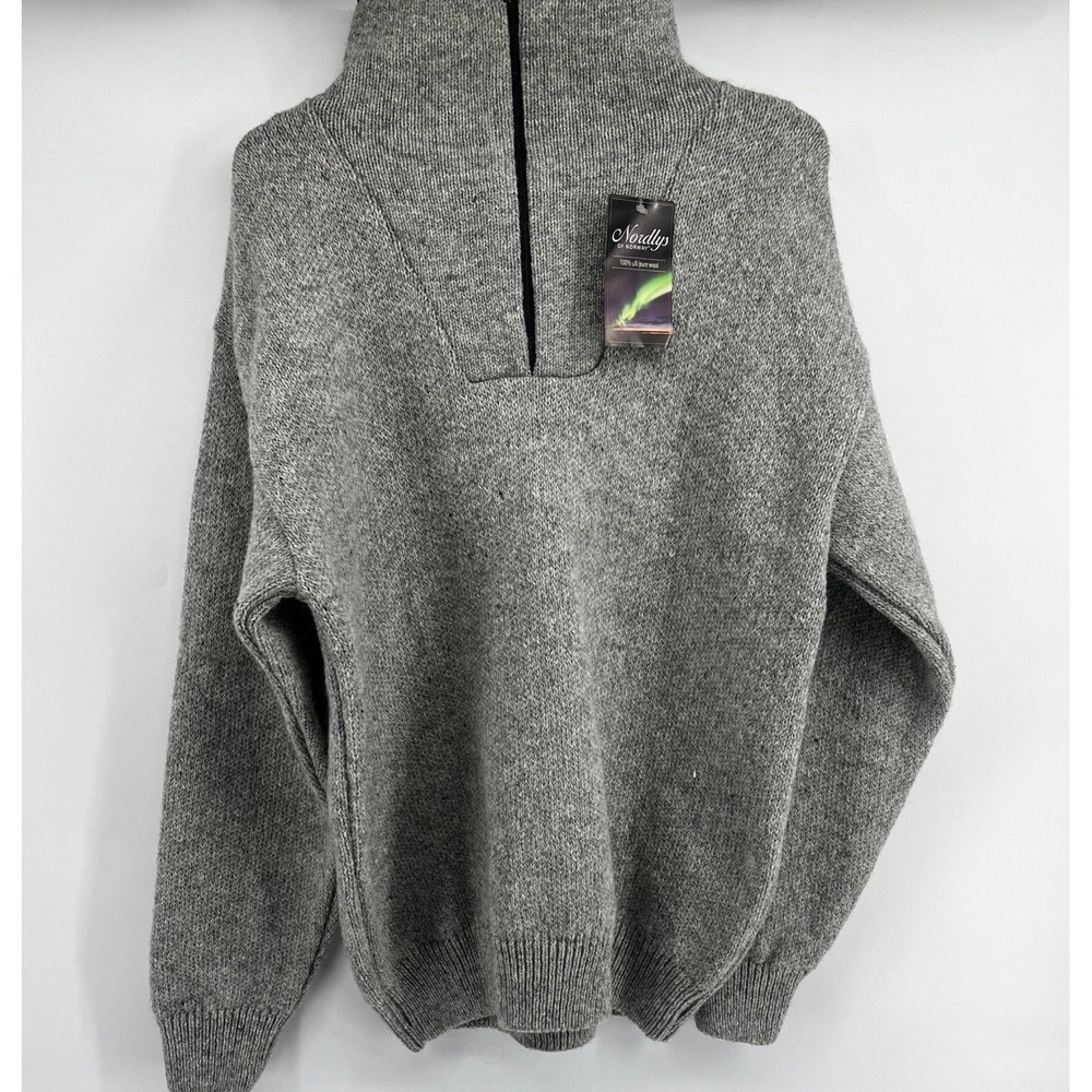 Nordlys‎ Of Norway Sweater 100% Pure Wool Half Zip Pullover Norge Flag Size M